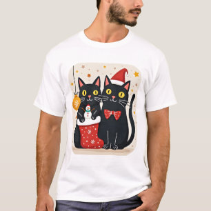 Camiseta Gatos Navidad Retro 50s 60s Navidad (1)