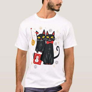 Camiseta Gatos Navidad Retro 50s 60s Navidad (2)