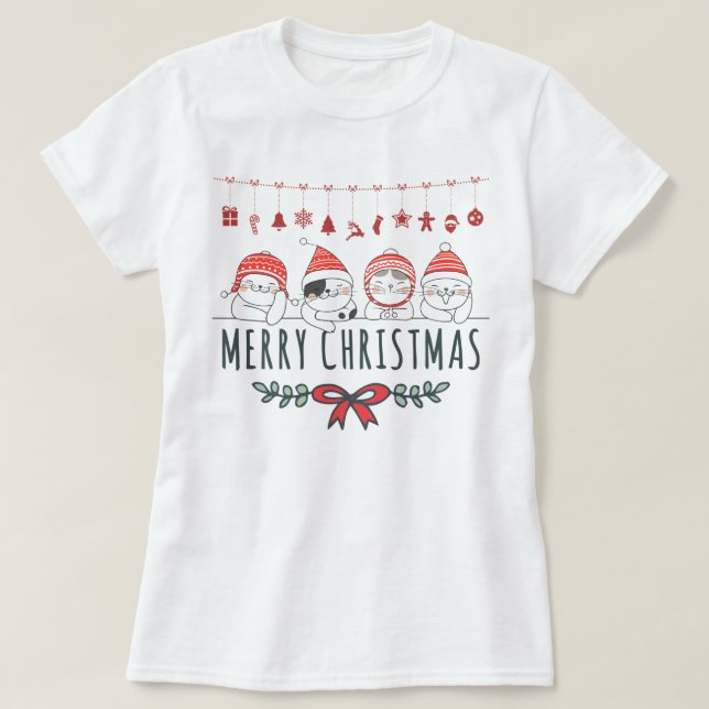 Camiseta Gatos navidades (Diseño del anverso)