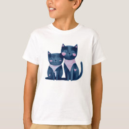 Camiseta Gatos negros adorables con corazón