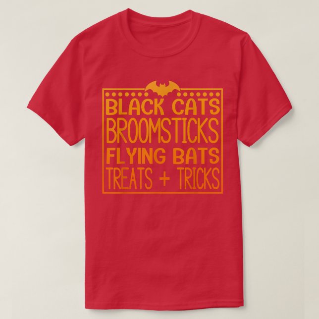Camiseta Gatos Negros Broomsticks Flying Bats Trek + Tricks (Diseño del anverso)