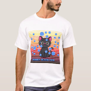 Camiseta Gatos Negros Burbujeantes Arte Retro Adorable