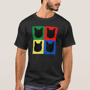 Camiseta Gatos negros Cabeza Silueta Cuadrados Atigrado P