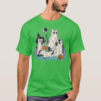 Camiseta Gatos Negros Con Vestimenta De Espíritu Cuidados H