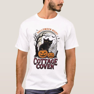Camiseta Gatos Negros de Halloween Arte de Calabaza Coven V