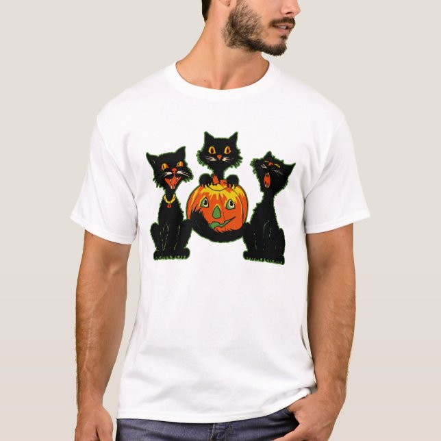 Camiseta Gatos negros de Halloween de los años 1930 con Jac (Anverso)