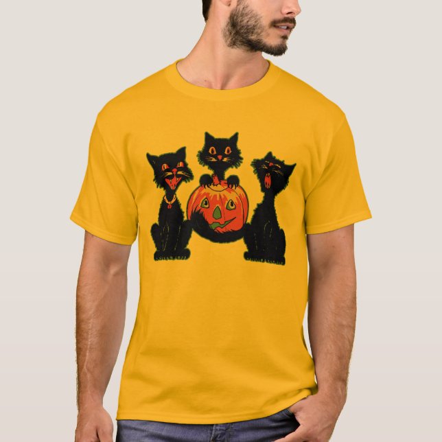 Camiseta gatos negros de Halloween de los años 30 con Jack (Anverso)