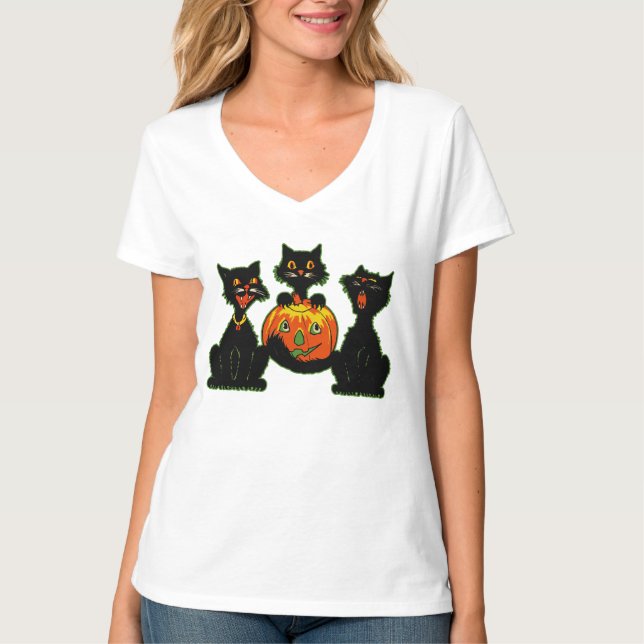 Camiseta gatos negros de Halloween de los años 30 con Jack (Anverso)