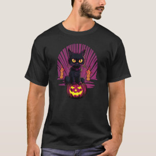 Camiseta Gatos negros de Halloween, divertido calabacín ros