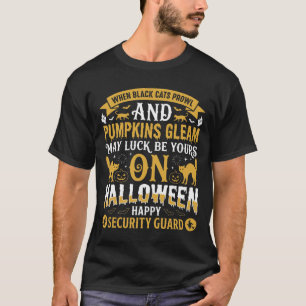 Camiseta Gatos Negros de Halloween y Guardias de Seguridad 