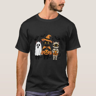 Camiseta Gatos Negros Divertidos Fantasma Momia Disfraz de
