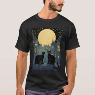 Camiseta Gatos negros en la azotea