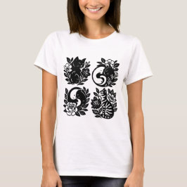Camiseta gatos negros florales