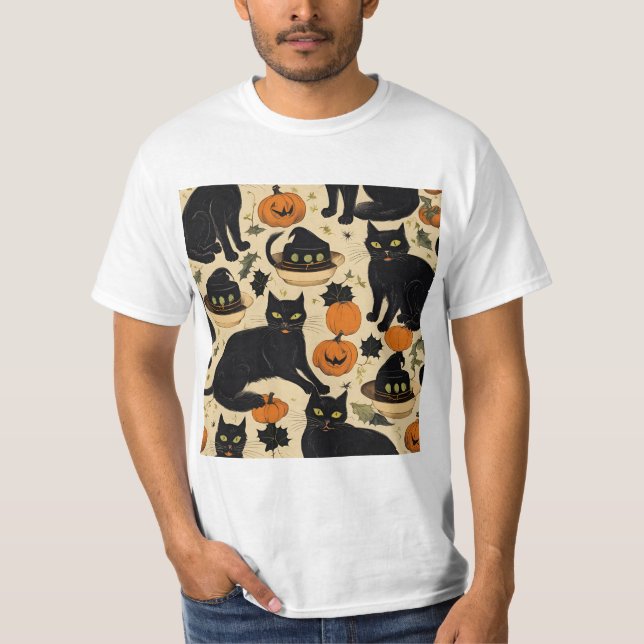 Camiseta gatos negros halloween horror regalos graciosos bo (Anverso)