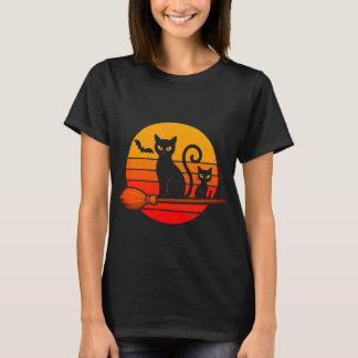Camiseta Gatos negros halloween retro 