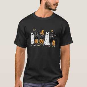 Camiseta Gatos negros lindos con disfraz de fantasma para m