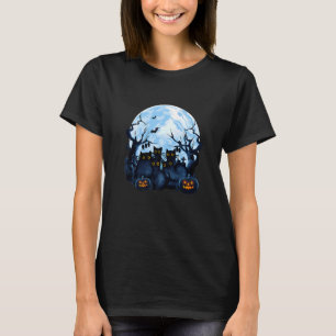 Camiseta Gatos negros Luna llena Halloween Calabaza Kitten 