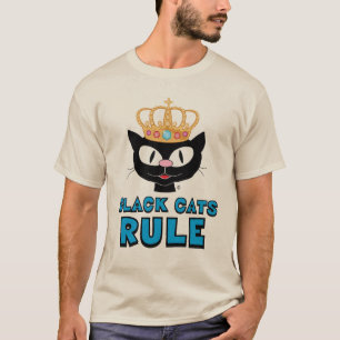 Camiseta Gatos Negros Mandan Cara de Gato con Corona con Jo