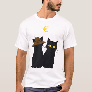 Camiseta Gatos negros miran los ojos