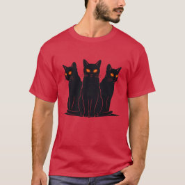 Camiseta Gatos negros ojos brillantes Silueta de gato lindo