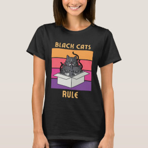 Camiseta Gatos Negros Regla Gatitos Elegantes en Caja Mist