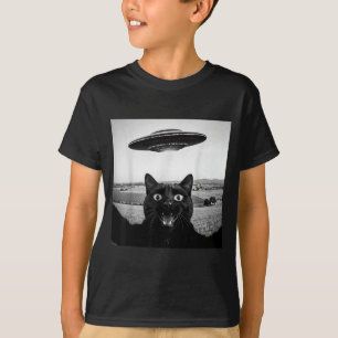 Camiseta Gatos Negros Selfie Ovni Alien Regalos Divertidos