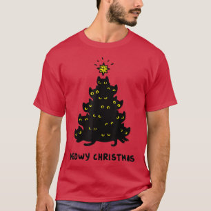 Camiseta Gatos Negros Y Estrella Brillante Árbol De Navidad