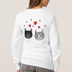 Camiseta Gatos negros y grises lindos, con los corazones