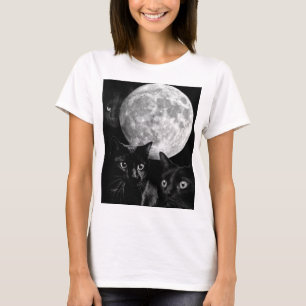 Camiseta Gatos negros y la luna