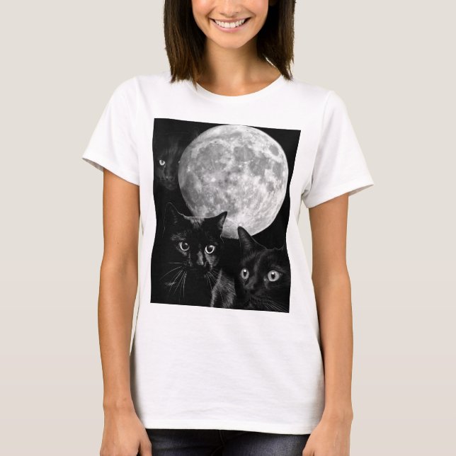 Camiseta Gatos negros y la luna (Anverso)