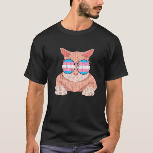 Camiseta Gatos Orgullo Trans Gafas de Sol Frescas Bandera T