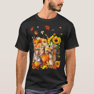 Camiseta Gatos Otoño Calabazas De Acción De Gracias Combina