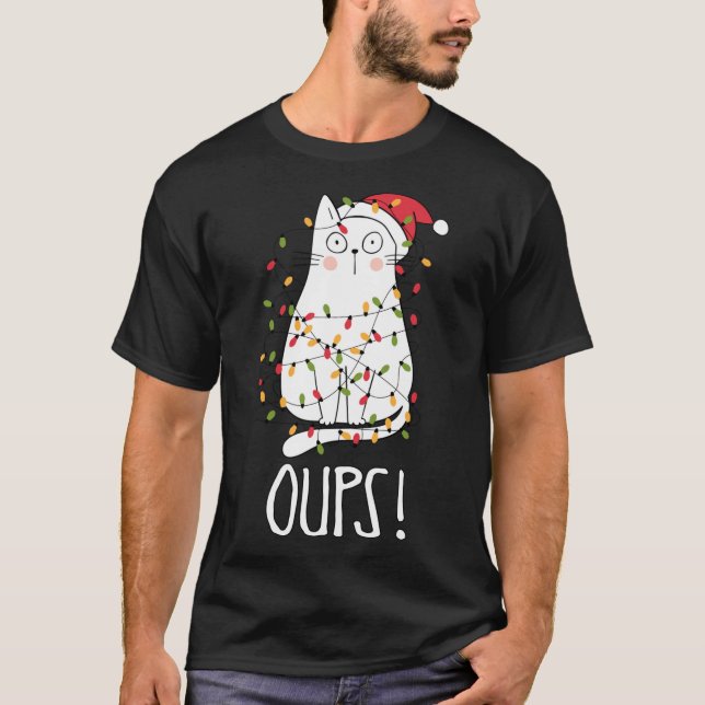 Camiseta ¡Gatos Oups! Gato Blanco Atrapado En Árbol De Navi (Anverso)