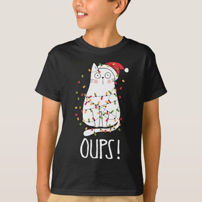 Camiseta ¡Gatos Oups! Gato Blanco Atrapado En Árbol De Navi (Anverso)