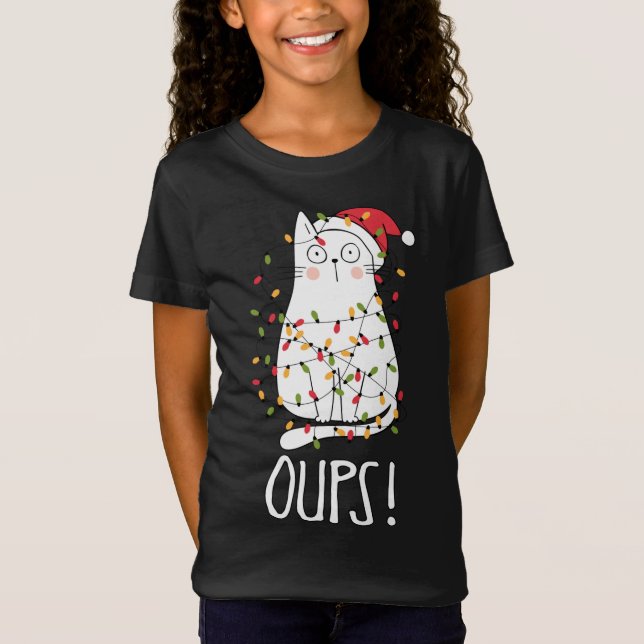 Camiseta ¡Gatos Oups! Gato Blanco Atrapado En Árbol De Navi (Anverso)