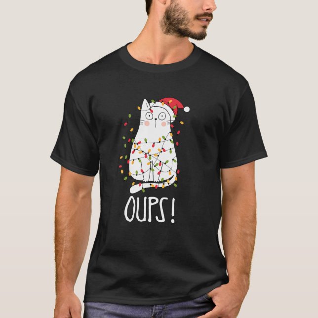 Camiseta ¡Gatos Oups! Gato Blanco Atrapado En Árbol De Navi (Anverso)
