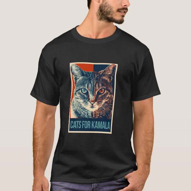 Camiseta Gatos para Kamala Kamala Harris 2024 Comma La la T (Anverso)