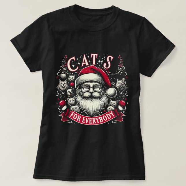 Camiseta Gatos Para Todos Divertidos Navidades Feo (Diseño del anverso)