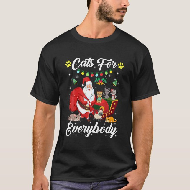 Camiseta Gatos Para Todos Los Navidades Cuelgan A Los Gatos (Anverso)