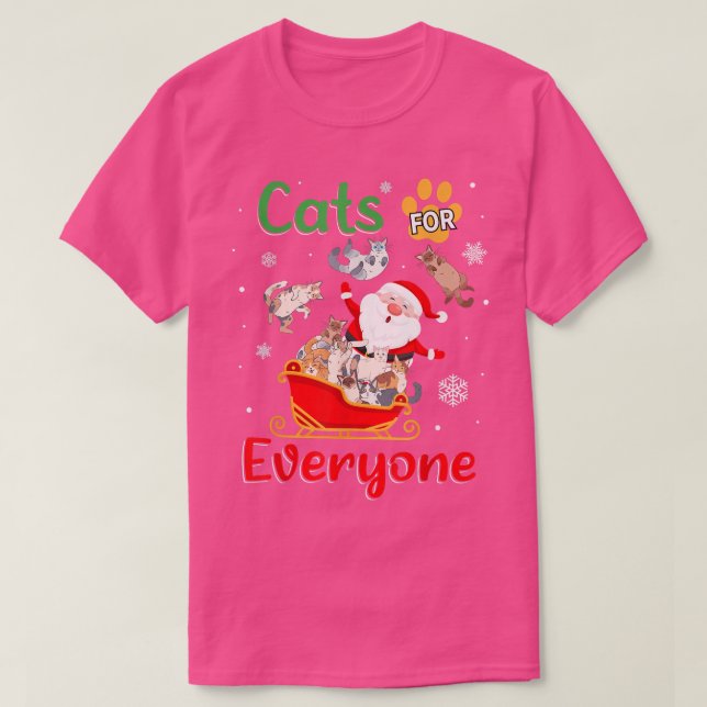 Camiseta Gatos Para Todos Los Navidades Papá Noel Gatos  (Diseño del anverso)