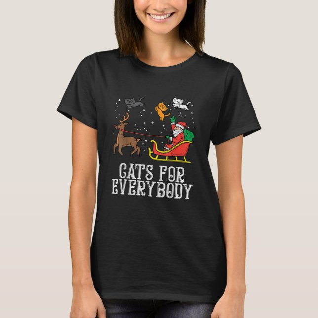 Camiseta Gatos Para Todos Navidades Gato Graciosas Mujeres  (Anverso)