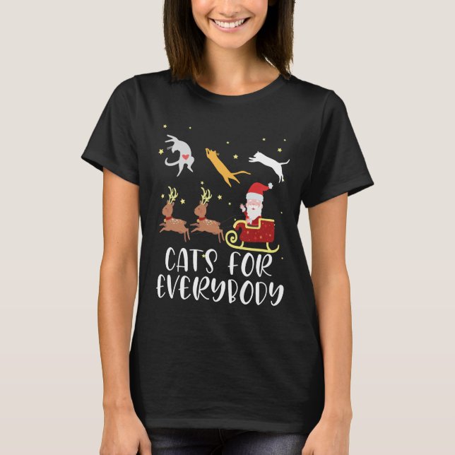 Camiseta Gatos Para Todos Navidades Gato Graciosas Mujeres  (Anverso)