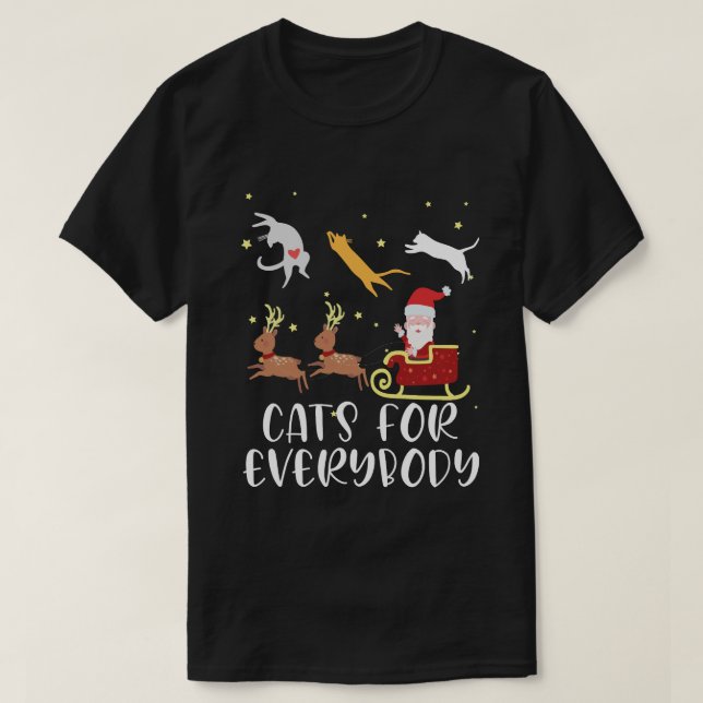 Camiseta Gatos Para Todos Navidades Gato Graciosas Mujeres  (Diseño del anverso)
