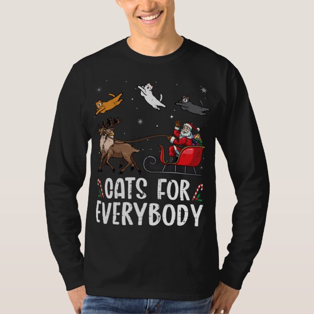 Camiseta Gatos Para Todos Navidades Gato Gracioso Navidad S (Anverso)