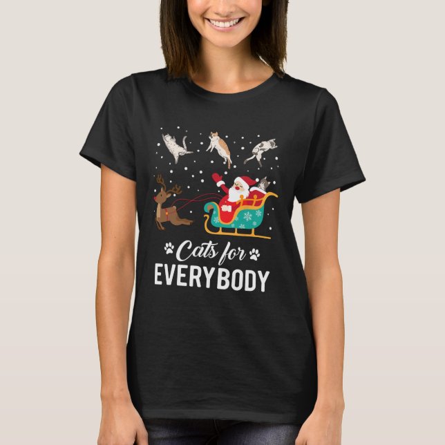 Camiseta Gatos Para Todos Navidades Gato Gracioso Navidad S (Anverso)