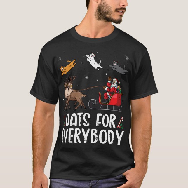 Camiseta Gatos Para Todos Navidades Gato Gracioso Navidad S (Anverso)