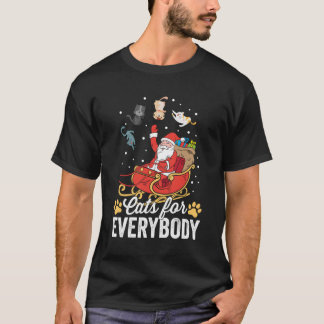 Camiseta Gatos Para Todos Santa Kitts Feliz Navidad C