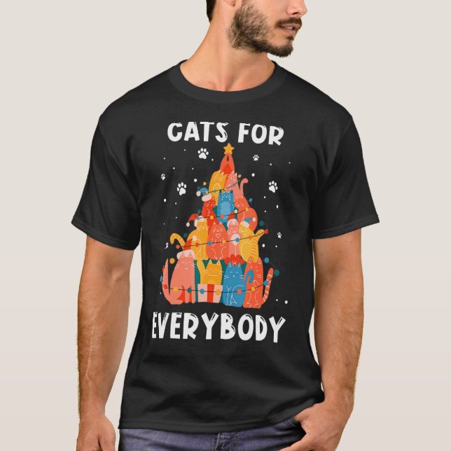 Camiseta Gatos para todos Santa Navidades Árbol de Navidad  (Anverso)