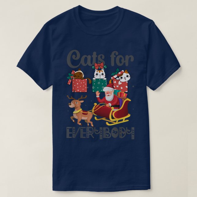 Camiseta Gatos para todos Santa Navidades graciosos Navidad (Diseño del anverso)