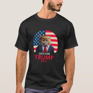 Camiseta Gatos Para Trump 2024 Divertido Tee Para Vance Tru